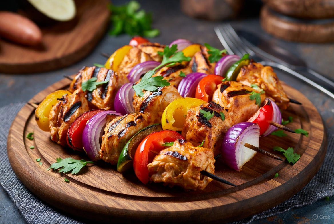Brochetas de Pollo con Verduras